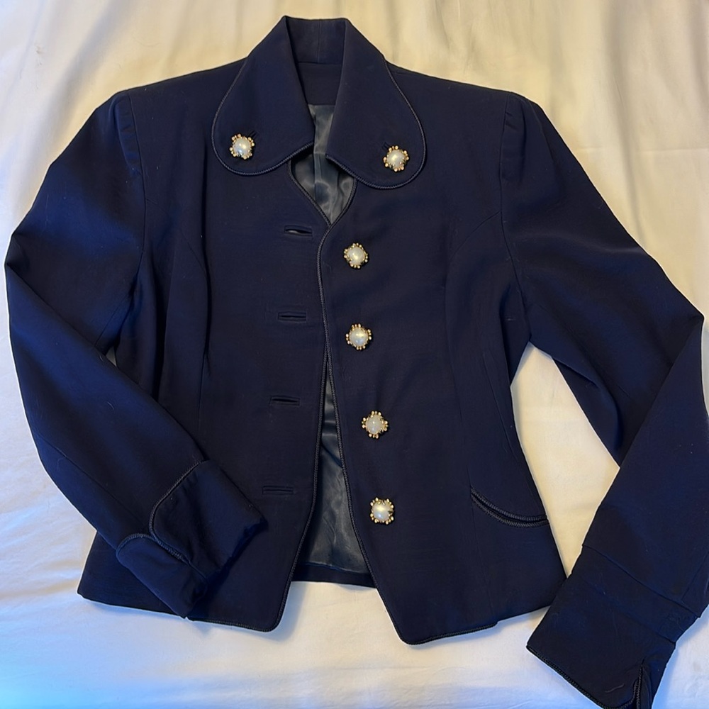Vintage Navy Blazer w/Detailed Buttons